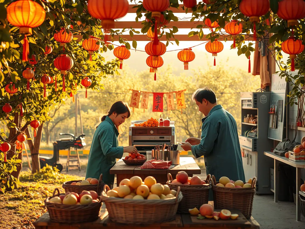 茂顺果园节日特别活动场景,家庭参与苹果月饼DIY